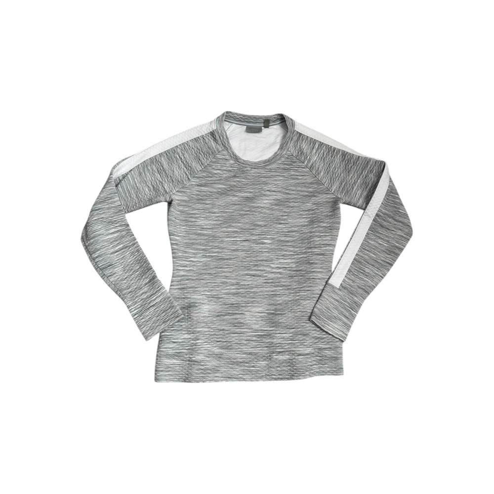 Athleta Snowscape Quilted Pullover Top Athletic Workout Thumbholes Gray Womens S